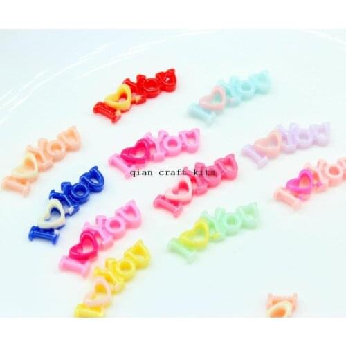 250pcs Mixed Colors Flatback Resin "I LOVE YOU" Cabochon Charm Finding,Phone Decoration,DIY Accessory D25