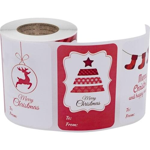 250Pcs Per Roll Santa Cartoon Elk Sticker Christmas Gift Tag Stickers Designs For Presents Wrapping Paper And Envelope Sticker