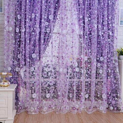 2x1M Sunflowers Pattern Printed Window Voile Curtains Home Decoration Curtain Living Room Sheer Tulle VB243 P35