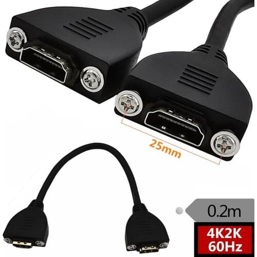 4K2K 60HZ Gold Plated High Speed HDMI Female to male Extension Cable With Screw Panel Mount 0.2m