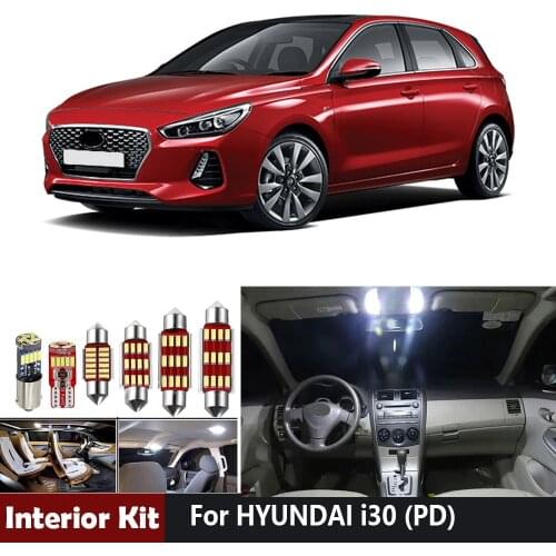 8pcs Canbus Car LED Interior Lights Package Kit For HYUNDAI i30 (PD) Map Dome Trunk Vanity Mirror Light White