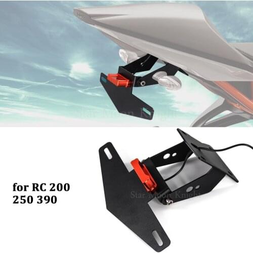 Motorcycle Accessories CNC Rear License Plate Holder Bracket with LED Lamp for RC 200 250 390 2013 - 2020 2019 2018 2017 2016