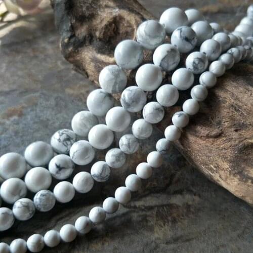 Loose beads white Turquoise round 4/6/8/10/12/14mm 15" for DIY jewelry making FPPJ wholesale beads nature gem stone