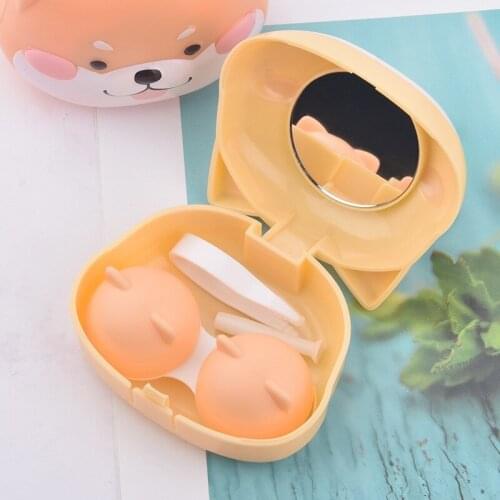 Shiba Inu Contact Lens Case Portable Cute Cartoon Contact Lens Kit Travel Plastic Holder Container Storage Soaking Box Case