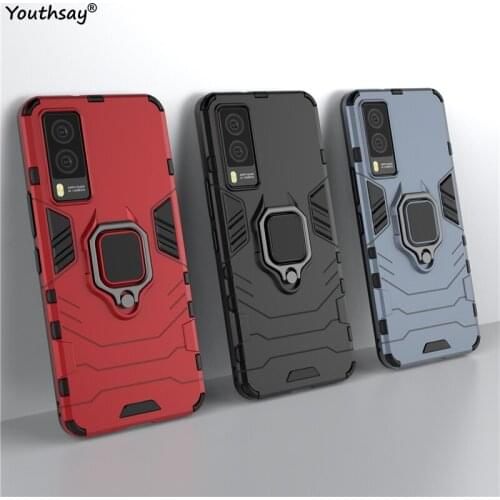 For Vivo V21E Case For Vivo V21E 5G Cover Protective Funda Rubber Hard Bumper Finger Ring Stand Cover For Vivo V21E 5G Case