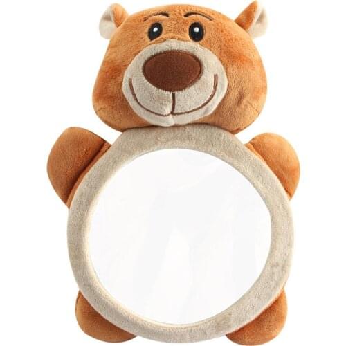 Baby Rear Facing Mirrors Cartoon Plush Bear Adjustable Car Back Seat Mirror Kids Infant Safety View Monitor Kids Child Toddler