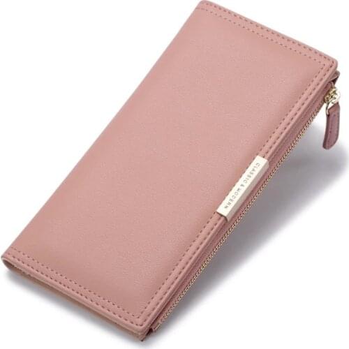 Two Fold Long Wallet For Women Korean Fashion Credit Card Holder With Coin Pocket Clutch Purse Made Of Leather Slim Wallets