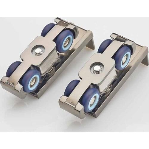 Solid wood door double row hanging wheel sliding door pulley 4 wheel hanging door track pulley Bearing weight 80kg