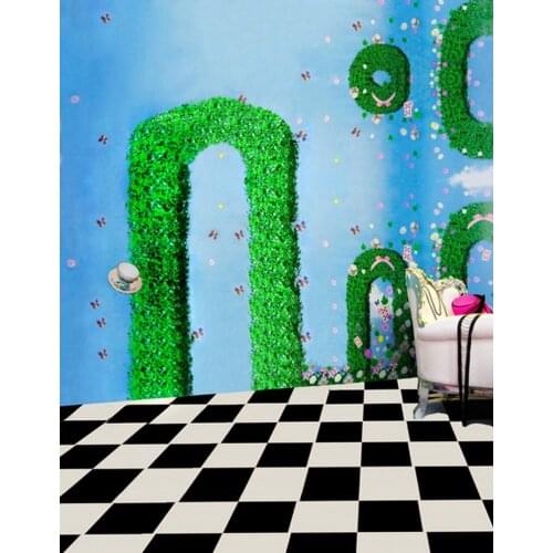 5x7ft Butterfly Green Grass Photography Backdrops Photo Props Studio Background