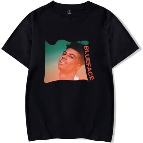 New Hot Rapper BlueFace t shirt Men/women Fashion Hip Hop Cotton T-shirt Harajuku BlueFace Mens t shirt Clothes black Top