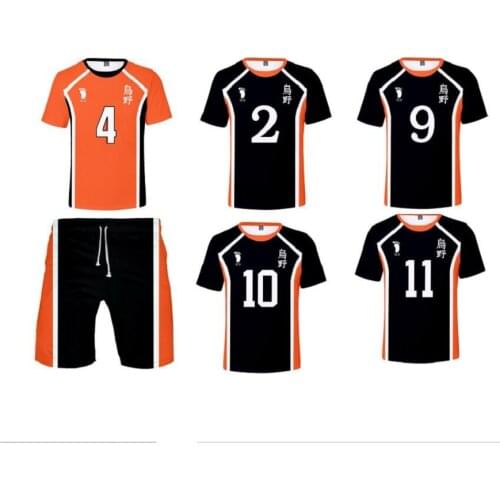 Adult Haikyuu Cosplay 3D Print Sportswear Shirt T-shirt Tee Karasuno Koukou High School Volleyball Club Sportswear Shirt