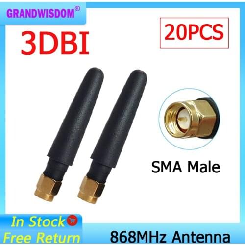20pcs 868MHz 915MHz Antenna 3dbi SMA Male Connector GSM 915 MHz 868 MHz antena outdoor signal repeater antenne Lorawan