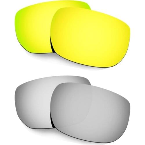 HKUCO For Style Switch Sunglasses Polarized Replacement Lenses 2 Pairs Gold & Silver