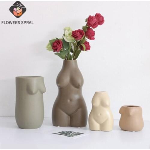 New Ceramic Vases, Home Crafts, Ornaments, Desktop Half-Length Vases, Dried Flowers, Flower Arrangements, Decorative Flower Pots
