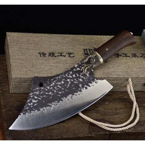 Handmade Chinese Knives kitchen Chef Knife Meat Cleaver Vegetable Cutter Fixed blade Chopper Butcher Cooking Tools