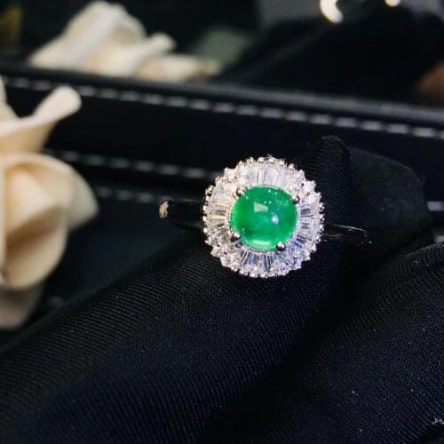 Natural And Real emerald Ring 925 sterling silver Fashion Ring 6mm