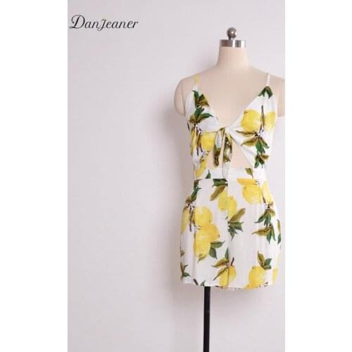 Danjeaner Sexy Deep V-Neck Women Jumpsuit Floral Print Lace up Summer Women Playsuit High Waist Romper Jumpsuit For Women 2018