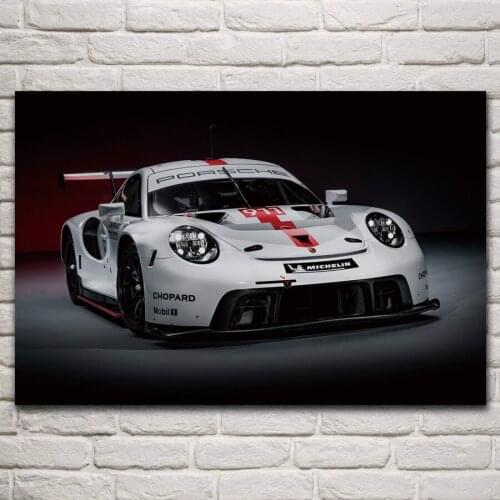 Cool white supercar 911rsr racing cars speedy vehicles living room home decor wall art print wood frame fabric poster KP250