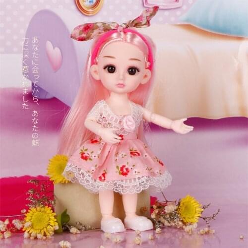 16cm Lovely Play House Princess Moveable Joint Golden Wig Doll Girls Birthday Gift Toy