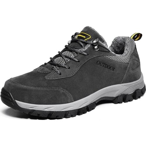 Men Boots Winter Shoes Men Hiking Boots High Quality Flock Mens Ankle Boots Rubber Outdoor Sneakers Non-slip Work Shoes