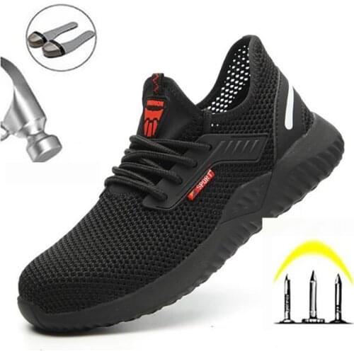 2021Summer Indestructible Shoes Men Safety Work Shoes with Steel Toe Cap Puncture-Proof Boots Lightweight Breathable Sneakers