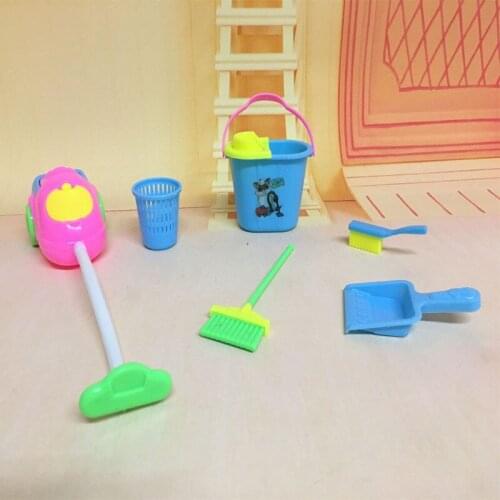 6Pcs Baby Home Furniture Cleaning Cleaner Kit for Babe Doll House Mini Set Kitchen Toys