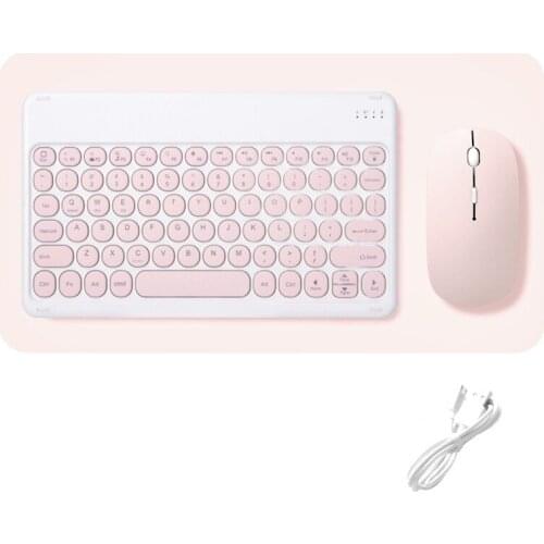 For iPad Keyboard and Mouse Combos Set Retro Round Wireless Bluetooth-compatible Keyboard For iOS Android Windows Phone Tablet
