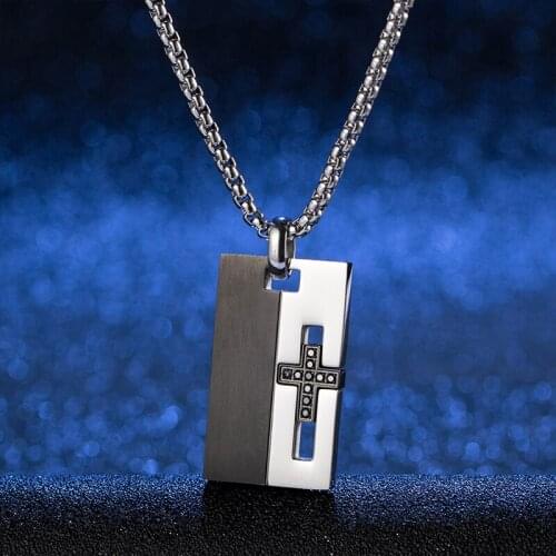 Cross necklaces mens Black Nameplate necklace stainless steel fashion chain on the neck pendant necklace jewelry 2020 Accessorie