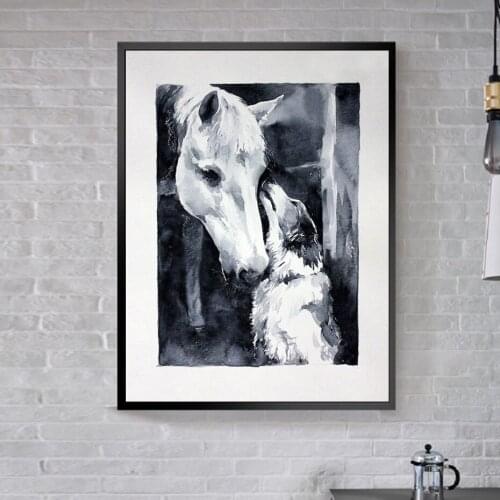 Hand Painted Animals Horse Posters Canvas Wall Art Paintings Decorative Animals Prints Posters Prints for Living Room Home Decor