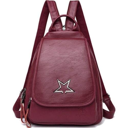 2020 Winter Luxury Women Backpack High Quality Leather Backpacks for Teenage Girls Mochilas Vintage Bagpack Ladies School Bags