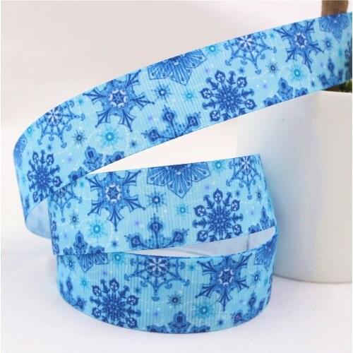 16105X135 , 22MM Christmas snowflake series Printed grosgrain ribbon, DIY handmadeHair accessories Material wedding gift wrap