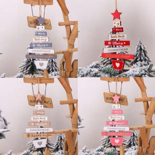 Christmas Drop Ornament Festival Christmas Tree Wooden Pendant Multicolor Decoration For Home Party Small Gift 2021 New Year