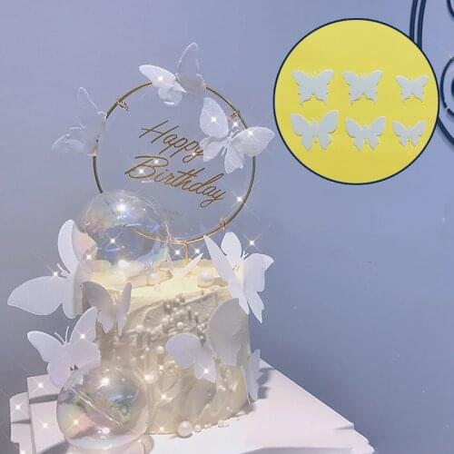 50pcs Edible Rice Paper Butterfly Cake Wafer Paper Butterfly Edible Sugar Flower Cake Decoration Tools Mix Size and Style