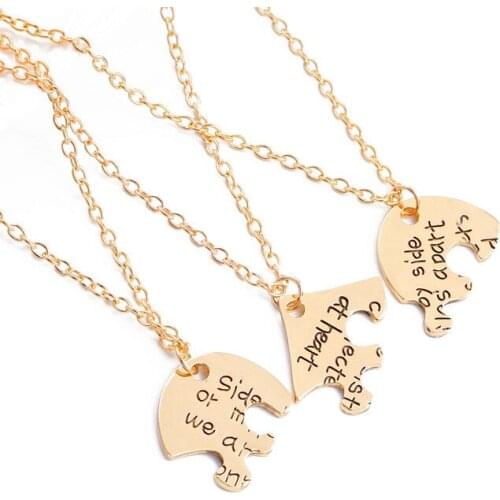 Silver We are sisters connected at heart Puzzle Heart Pendant Necklace Exquisite Girls Boys Friends Jewelry Gift Dropshipping