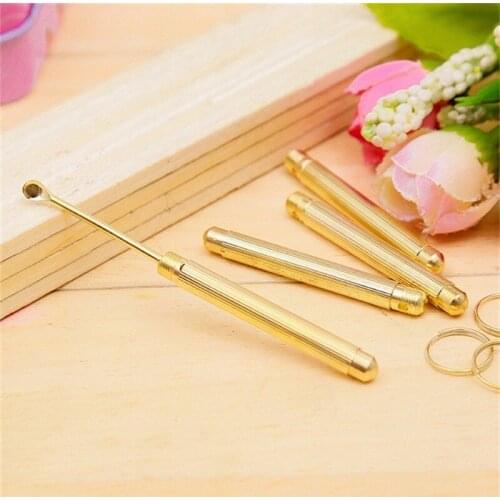 Folding type Golden Earwax Cleaner Portable Ear Wax Removal Tools Ear Spoon Attached A Key Ring