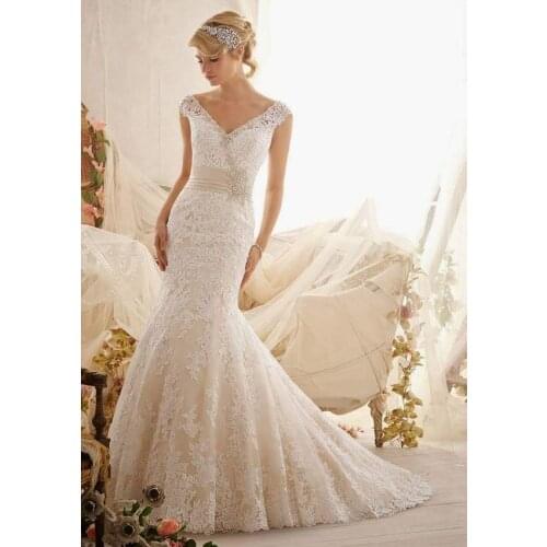 Cap sleeves Wedding Dress mermaid 2016