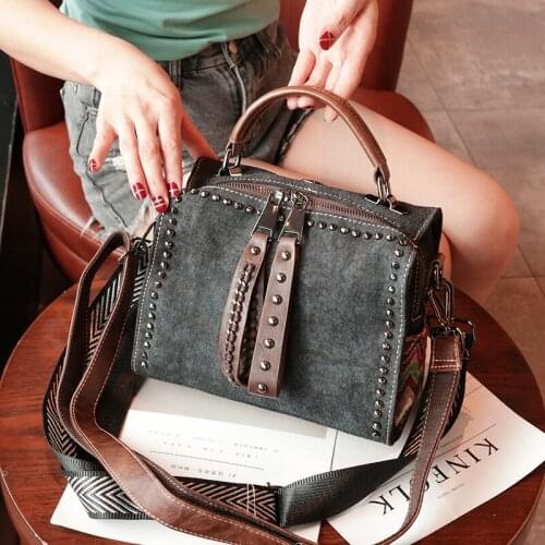 Retro Denim Luxury Designer Bag for Women Rivet Purses and Handbags Dual-use 2021 Shoulder Crossbody Bolsos