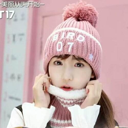 Women Hats 2017 Autumn And Winter Fashion Brand Hats Scarf Knitting Two Piece Women Gorros Casual Cap Scarf Chapeu Feminino Bone