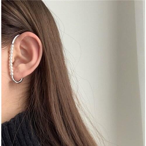 Non Piercing Pearl Beads Ear Cuff For Women Cool Personality Design Fashion Ear Jewelry Ladies Hip Hop Charms Jewellery