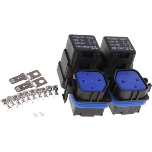 4 Sets 12V 40A 4-Pin Relay And Relay Holder Socket Integrated With Terminals
