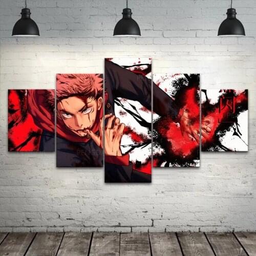 5 Pieces Jujutsu Kaisen Home Decor Prints Painting Livingroom Canvas Japanese Poster Modular Pictures Anime Wall Art Paintings