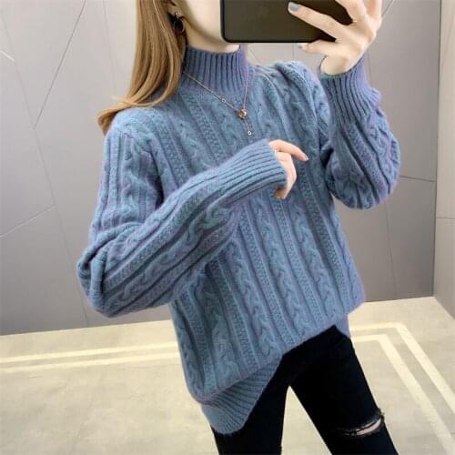 6662 (had 1 ranked no. 1) new winter half a turtle neck twist knitted shirt sleeve piece dress 35