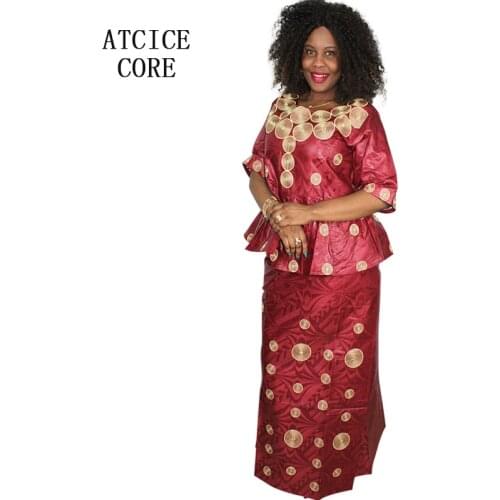 African dresses for woman bazin riche embroidery design long dress DP193