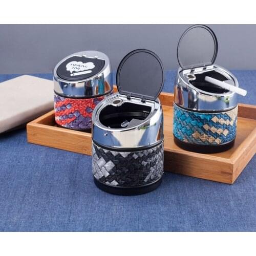 Car Accessories Portable LED Light Car Ashtray Universal Cigarette Cylinder Holder with Lid