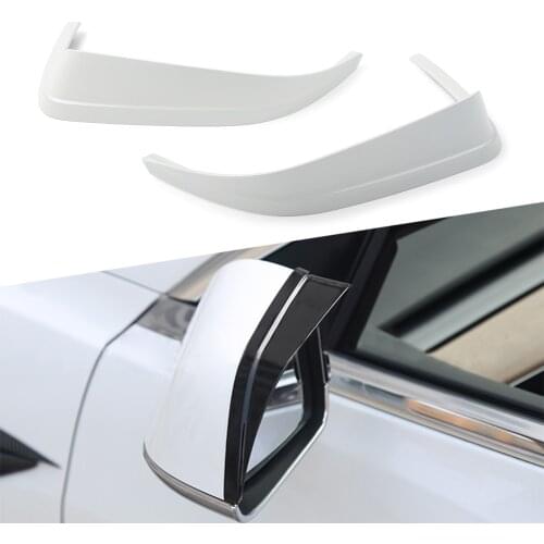 White Car Rearview Mirror Rain Eyebrow Cover Trim ABS For Tesla Model 3 2017 2018 2019 2020