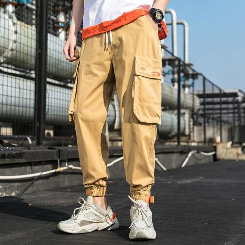 New Fashion Men Multi-pocket Elastic Waist Design Harem Pant Street Punk Hip Hop Casual Trousers Joggers Male Army Cargo Pants
