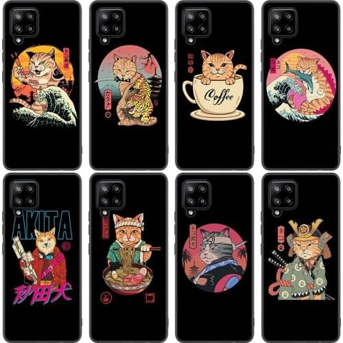 JAMULAR Neko Ramen Japan Cat Anime Case For Samsung Galaxy A12 A02S A22 A32 A52 A72 A71 A51 A41 A31 A21 A11 A50 A70 A10S A20S