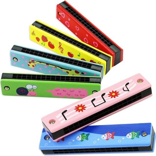 Childrens Wooden Harmonica 16 Double Row Toys Childrens Early Music Enlightenment Toys High Quality Wood Material Educational