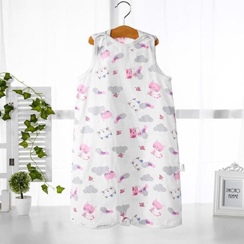 Baby Sleeping Bag Cotton Gauze Sleeveless Vest Newborn Child Anti-kick By The Baby Summer Thin Air-conditioned Room Full Moon