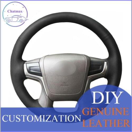 For Toyota Land Cruiser 2016-2018 Custom Made Anti Slip Hand stitched Leather Car Steering Wheel Cover anti-slip all season